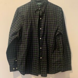 Lauren Ralph Lauren Navy and Green Plaid Button-Down Shirt